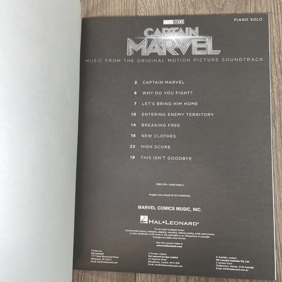 Captain Marvel Sheet Music from the Movie Soundtrack Piano Solo New Hal Leonard - Picture 5 of 5